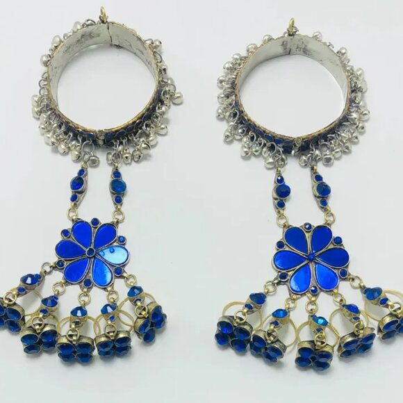 Single Blue Slave Bracelet, Link and Chain  With Rings, Belly Dance Bracelet - Picture 2 of 10